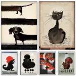 Ryszard Kaja Artworks Polish Poster 2000s Dachshund Lazienki Poodle Canvas Painting Wall Art for Living Room Home Decor