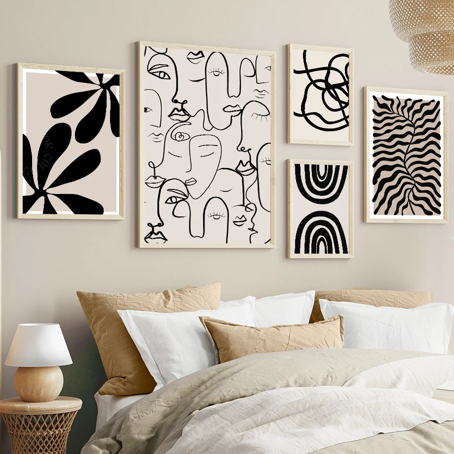Line Girl Face Leaf Modern Abstract Black White Posters And Prints Canvas Painting Wall Art Pictures For Living Room Home Decor - Image 3