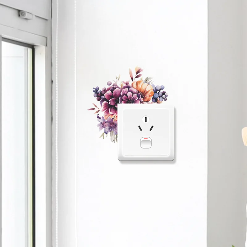 Switch decorative stickers Warm flowers Wall socket light switch Home decor Simple wallpaper wallpaper self-adhesive waterproof - Image 6
