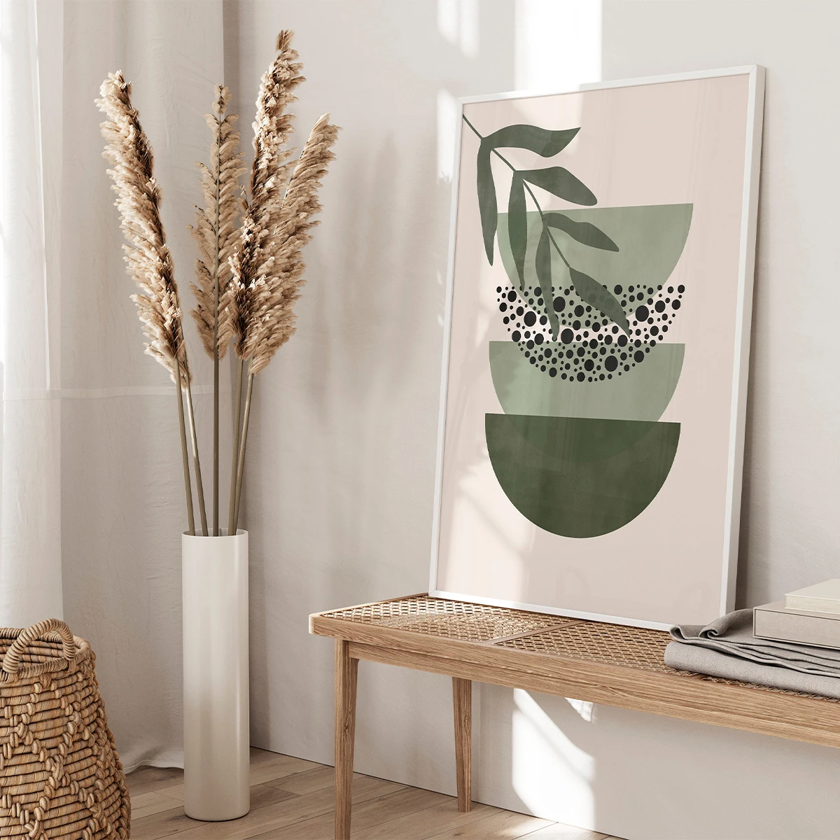 3pcs/set Bohemian Sage Green Geometric Canvas Print Poster Modern Abstract Art Print Living Room Home Decor Art Posters Gifts - Image 4