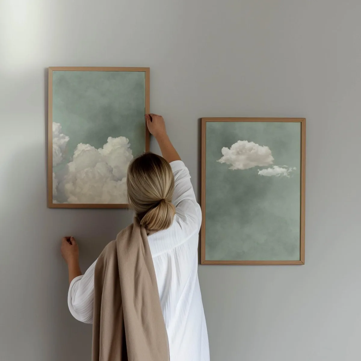 2pcs/set Sage Green Cloud Sky Abstract Canvas Print Poster Modern Minimalist Art Prints Home Decor Wall Art Poster Gift-unframed - Image 5