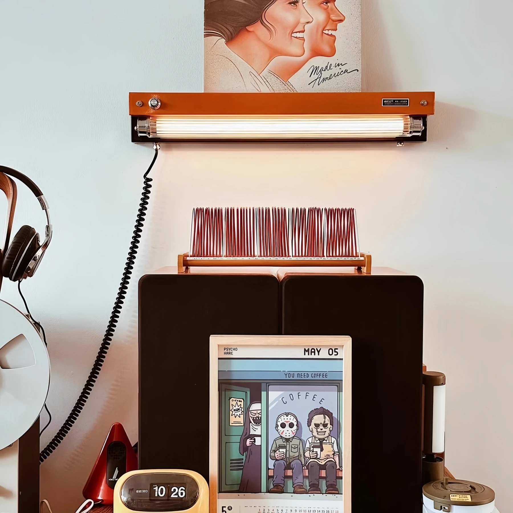 Bauhaus Retro Wall Lamp Vintage Industrial Orange Sconce No Wiring Needed LED Wall Light For Bedroom Study Room Sideboard Cafe