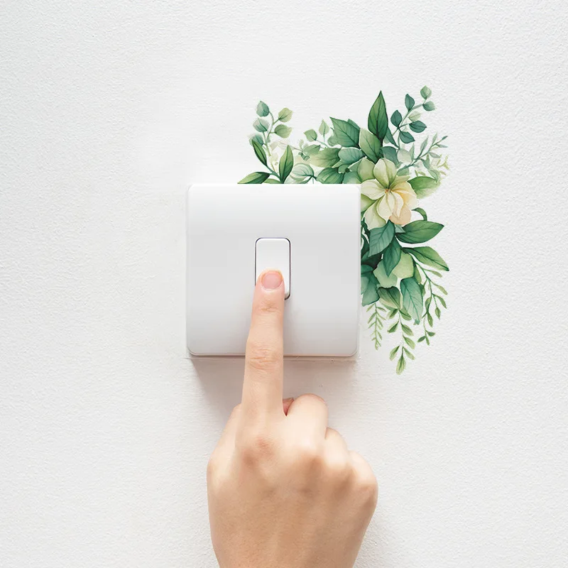 Switch decorative stickers Warm flowers Wall socket light switch Home decor Simple wallpaper wallpaper self-adhesive waterproof - Image 3