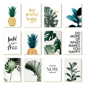 Nordic Gold Pineapple Green Leaves Canvas Painting Wall Art Letters Quotes Posters And Prints Plants Pictures For Living Room