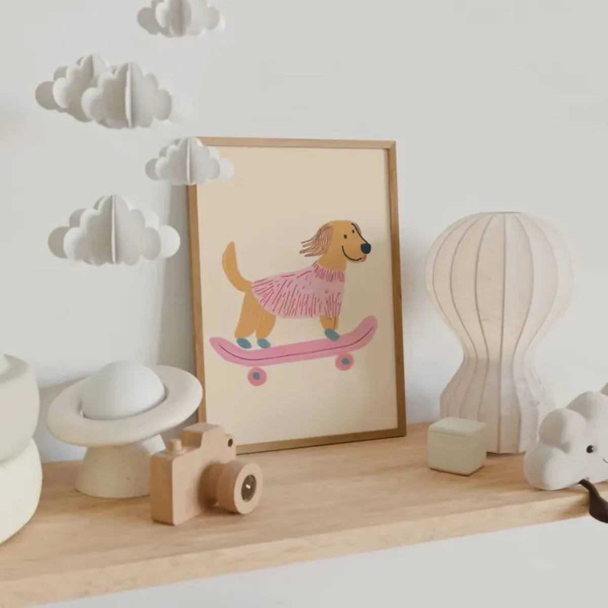 Cute Skateboard Dog Dachshund Canvas Prints Poster Cartoon Funny Animal Art Prints Bedroom Nursery Wall Art Home Decor Poster - Image 3