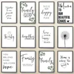 Happy Family Quote Wall Art Black White Poster Love Heart Print Nordic Canvas Painting Minimalist Picture Living Bedroom Decor