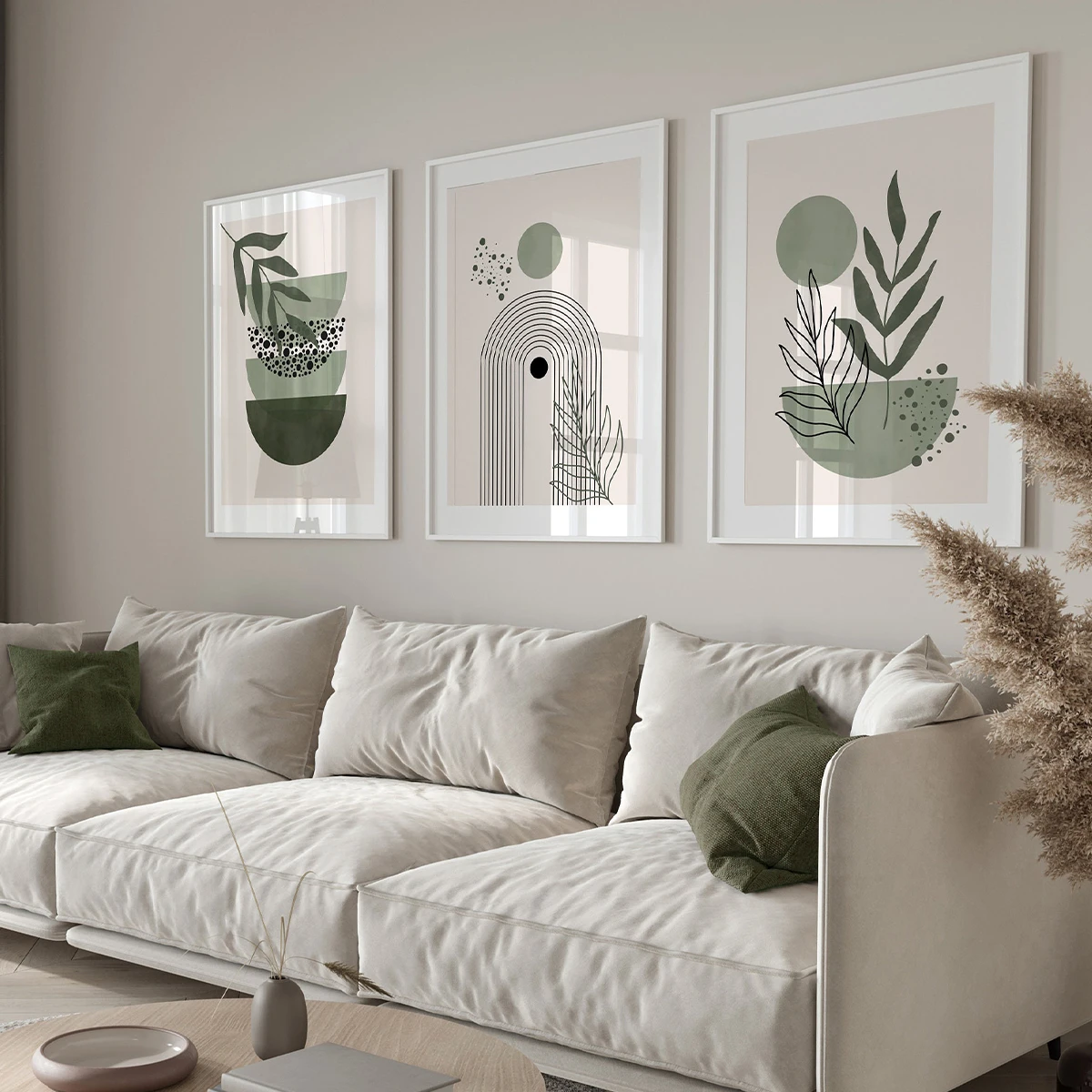 3pcs/set Bohemian Sage Green Geometric Canvas Print Poster Modern Abstract Art Print Living Room Home Decor Art Posters Gifts - Image 6