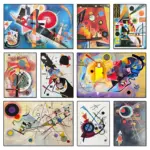 Wassily Kandinsky Geometric Decomposition Balance Retro Artwork Poster Canvas Paintings Wall Art Pictures Museum Home Decor