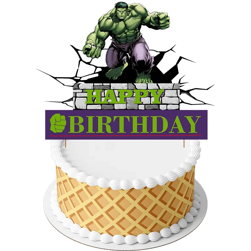 Disney Marvel Hulk Theme Chliden Birthday Party Paper Cup Paper Plate Cake Flag Brooch Disposable Decorate Baby Shower Supplie - Image 6