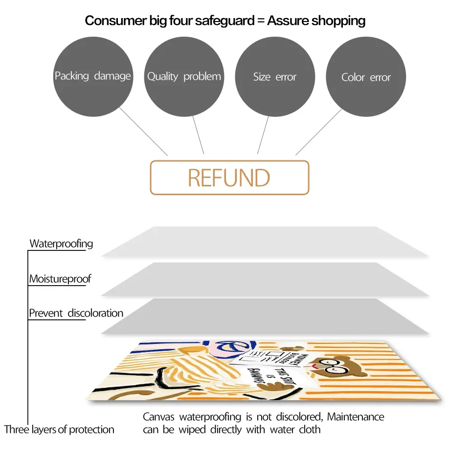 Bear Book Leaf Colorful Abstract Lines Rainbow Scenery Wall Art Canvas Painting Posters And Prints Picture For Living Room Decor - Image 5