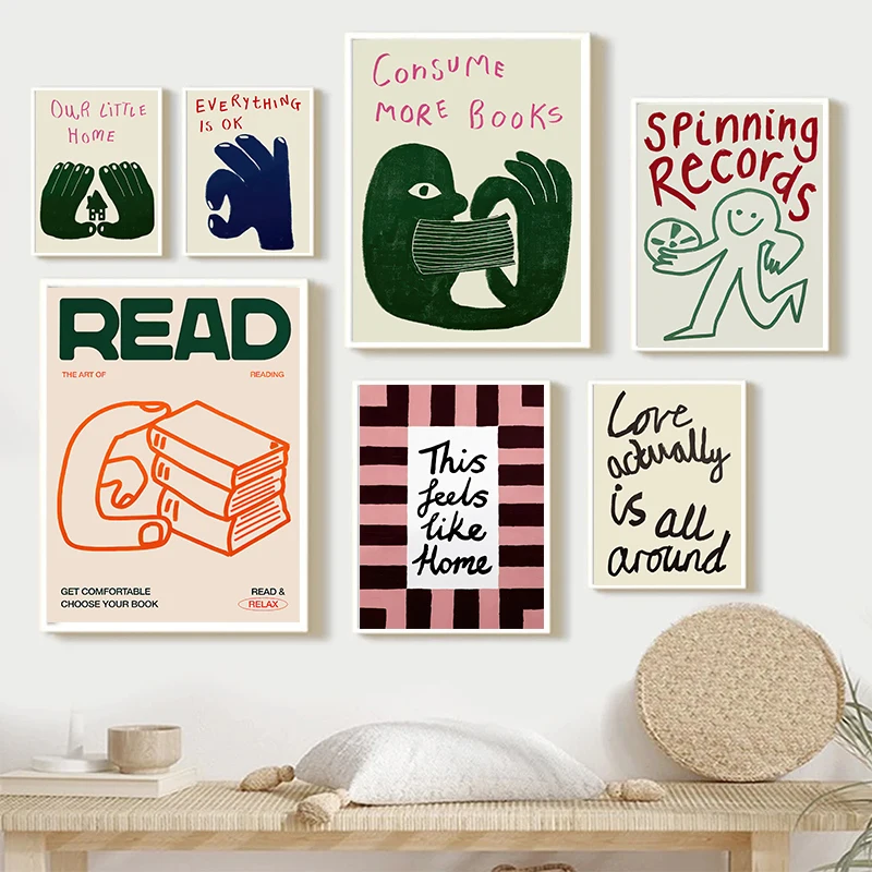 Interesting Sign More Books Abstract Canvas Print Poster Hand Drawn Illustration Art Prints Wall Living Room Art Home Decor - Image 2
