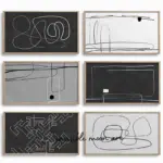 Abstract Simple Minimalist Style Black White Geometric Lines Art Posters Canvas Painting Wall Prints Picture for Room Home Decor