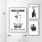 Abstract Humour Bad Smell Funny Bathroom Posters Black White Prints Picture Canvas Painting Wall Art Decor WC Toilet Room Mural