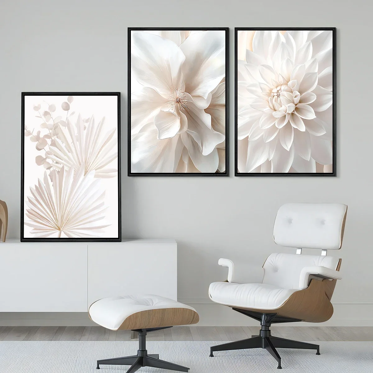 3PCS/Sets Pure White Flower Posters Canvas Painting Minimalist Posters And Prints Wall Art for Home Living Room Decor Unframed - Image 4