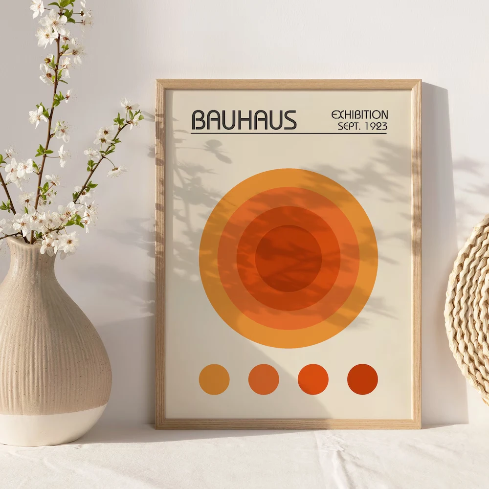 1PC/3PCS Frameless Abstract Orange Bauhaus Posters Canvas Painting Minimalist Modern Geometric Wall Art Exhibition Home Decor - Image 5