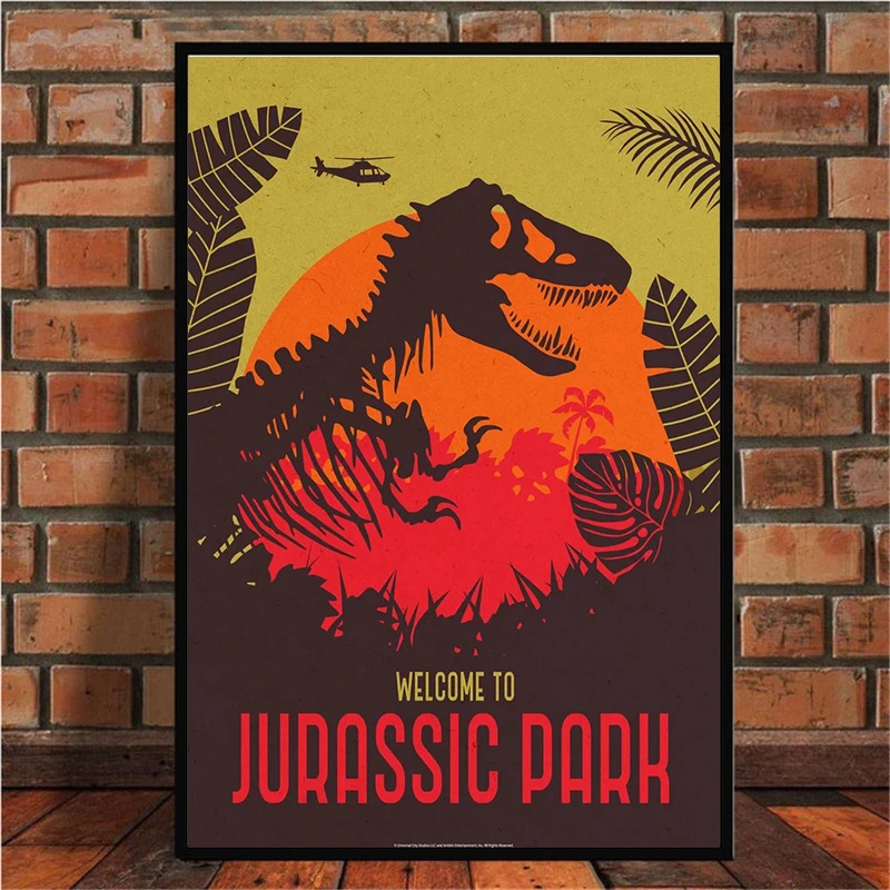 Jurassic Park Dinosaur World Movie Poster Retro Illustrations Canvas Painting Print Wall Art Pictures Living Room Bar Home Decor - Image 3