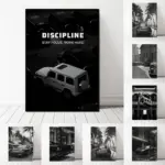 Nostalgic Retro Fashion Black And White Luxury Car Art Poster Canvas Printing Living Room Sofa Background Wall Modern Decoration