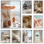 Greece Santorini Beach Summer Modern Travel Landscape Posters and Prints Canvas Printing Wall Art Picture for Living Room Decor