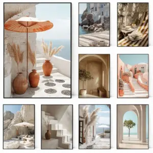 Greece Santorini Beach Summer Modern Travel Landscape Posters and Prints Canvas Printing Wall Art Picture for Living Room Decor