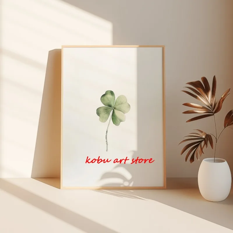 Four Leaf Clover Green Wildflower Field Shamrock Poster Print Canvas Painting St Patricks Day Wall Art Picture Home Room Decor - Image 4
