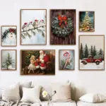 Christmas Tree Garland Pinecone Snow Scenery Christmas Gift Poster Print Canvas Painting Nordic Wall Art Living Room Home Decor
