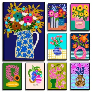 Pink Flower Market Vase Floral Plant Cute Wall Art Canvas Painting Nordic Posters And Prints Wall Picture For Living Room Decor