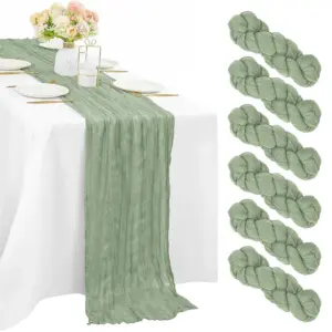 Sage Green Cheesecloth Table Runner Rustic Boho Gauze Blue Pink Table Runner Wedding Baby Shower Birthday Party Home Decorations