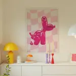 Modern Pink Balloon Dog Poster Dorm Preppy Eclectic Print Modern Maximalist Teenager Room Decor Living Room Bedroom Home Decor