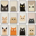Minimalist Cute Cat Art Poster Modern Cartoon Animal Canvas Painting Printing Home Bedroom Living Room Kids Room Decoration