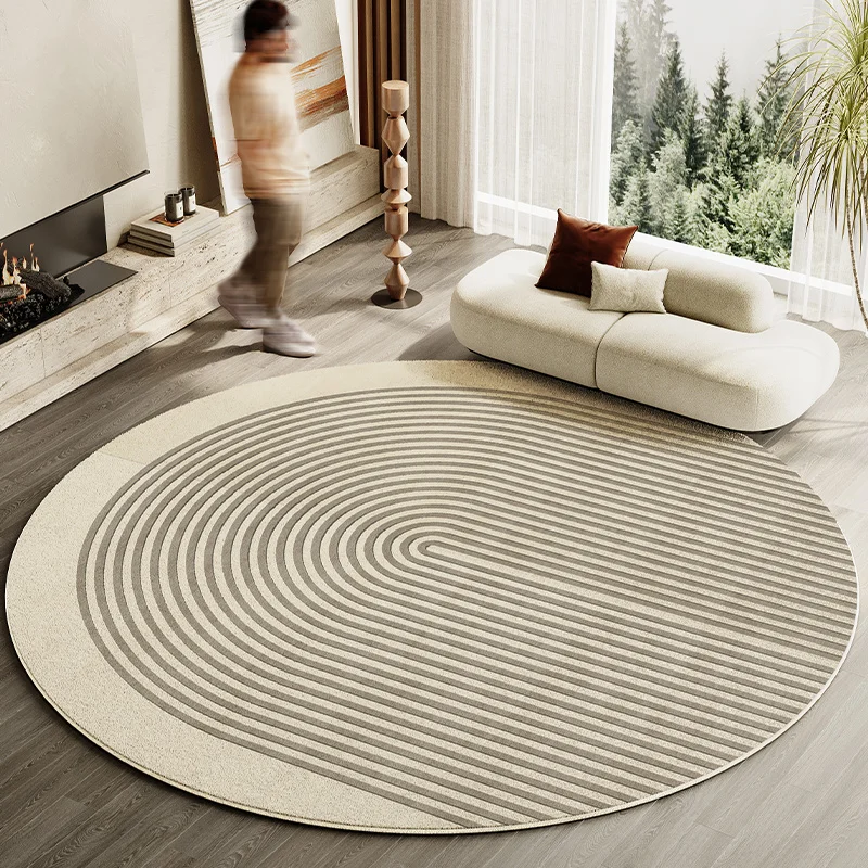Japanese Style Living Room Decoration Striped Carpet Home Round Anti-slip Mat Thick Washable Lounge Rug Simple Rugs for Bedroom - Image 2