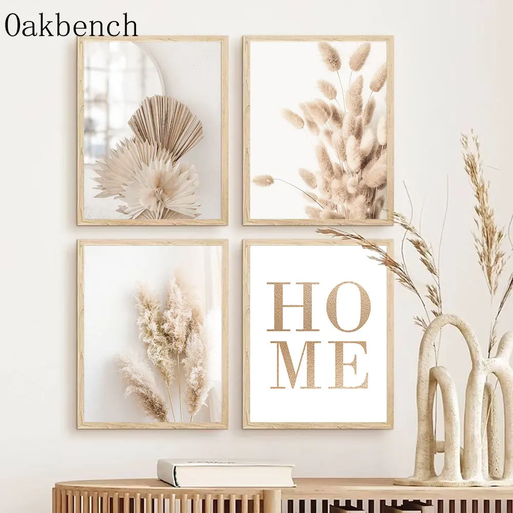 Beige Pampas Canvas Poster Reed Leaf Painting Poster Dried Grass Flower Art Prints Nordic Wall Posters Living Room Decoration - Image 2