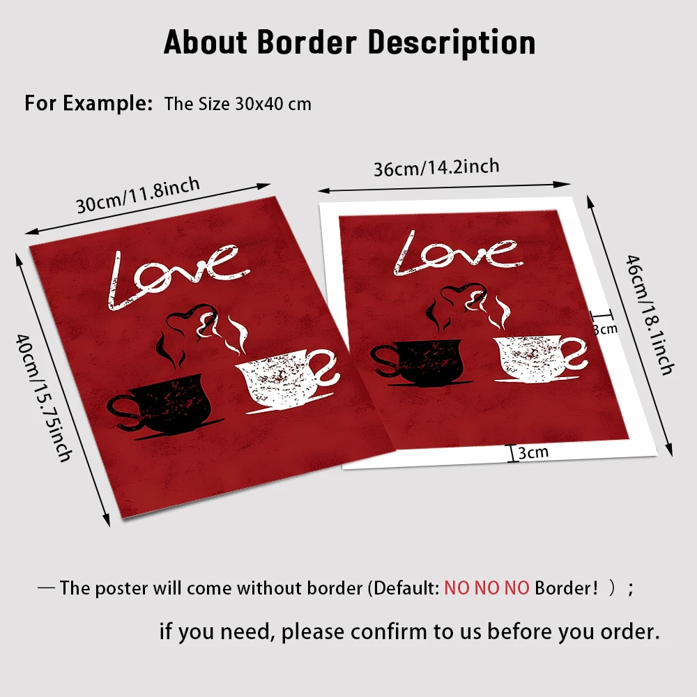 1PC/3PCS Frameless Love Drink Eat Posters Canvas Painting Retro Black Red White Background Diet Wall Art Home Kitchen Decoration - Image 5