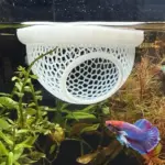 3D Printed Aquarium Floating Cave Betta Fish Shrimp Hideout Shelter 3-in-1 Hammock Feeding Ring & Resting Spot, Decorations