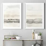 Beige and Grey Abstract Canvas Painting Posters and Prints Nordic Wall Art Pictures for Home Living Room Decor Set of 2