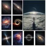 Abstract Sci-Fi Galaxy Center Lunar Surface Singularity Black Hole Cosmic Poster Canvas Painting Wall Art Pictures Home Decor