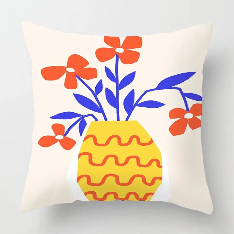 Four Seasons Universal Pillowcase Abstract Geometric Plant Illustration Printed Cushion Cover Home Cafe Decoration - Image 3