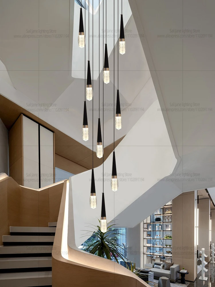 Nordic Modern Home Decoration Chandelier Hanging Stairs Pendant Light Villa Living Room Kitchen Pendent Lamp Indoor Lighting - Image 2