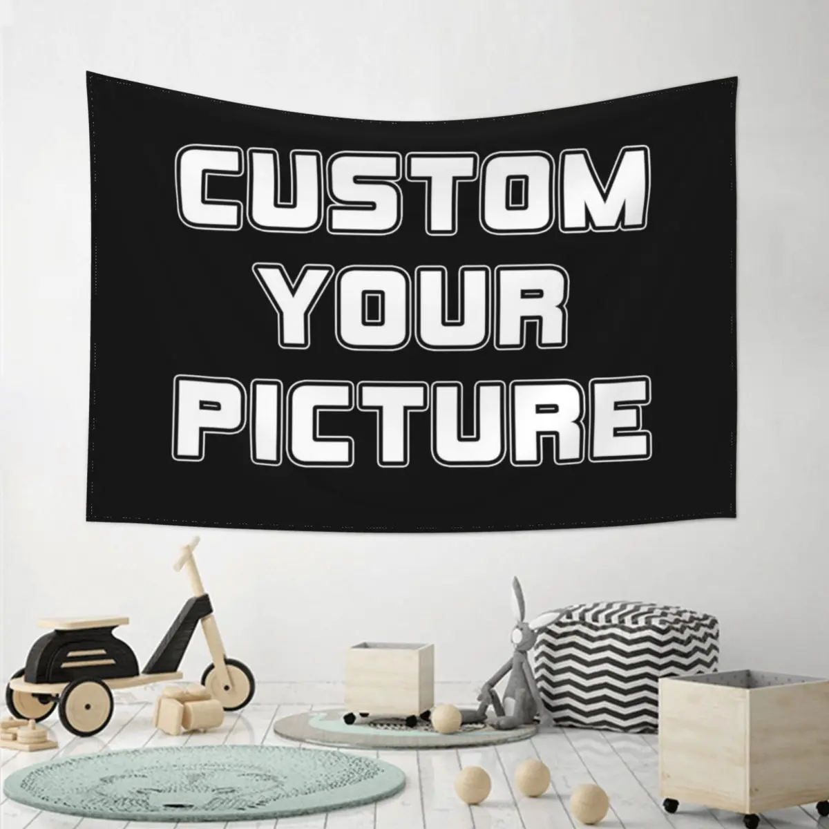 Customizable Black and White Tapestry Wall Hanging - Personalized Photo Art Decor for Bedroom, Living Room, or Party - Image 3