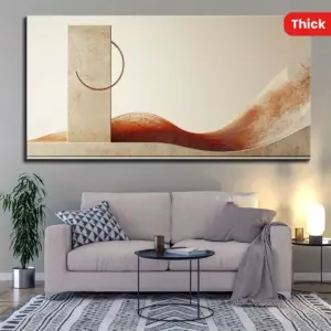 1.5 inch thick pine solid wood frame, gold geometric pattern Nordic poster, suitable for living room decoration, wall decoration