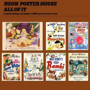 Frameless Disney Poster Retro Nostalgic American Cartoon Snow White Peter Pan Bedroom Decoration Painting Hanging Painting