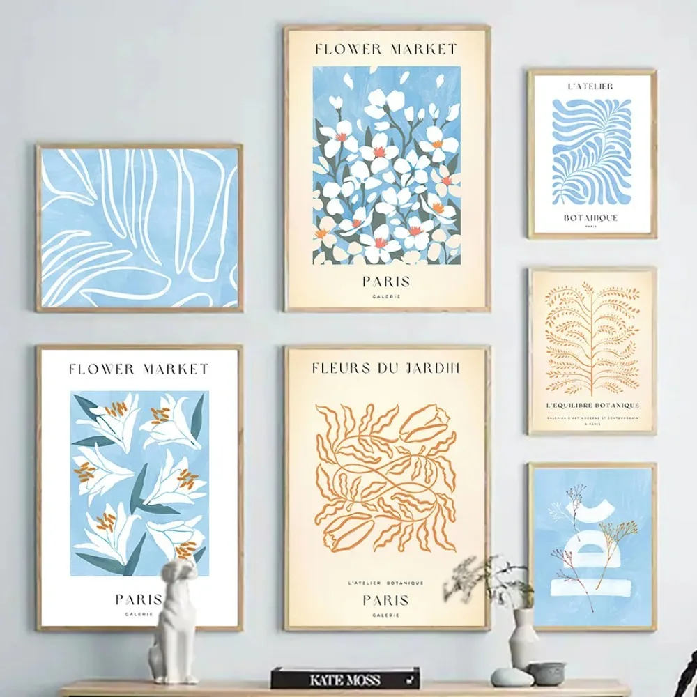 Blue Line Flower Market Dried Flowers Wall Art Poster Prints Nordic Canvas Painting Abstract Pictures For Living Room Home Decor - Image 3