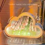 DIY Tulip Rose Night Light Led Decorative Night Lamp Magic Cube Table Lamp and Mirror 2 in 1 for Birthday Valentine's Day Gift
