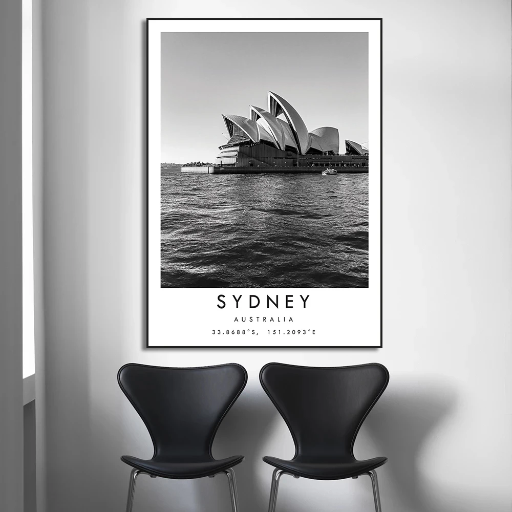 Famous Cities Venice New York Sydner Capri Barcelona Poster Black and White Travel Wall Art Canvas Painting Prints Home Decor - Image 4