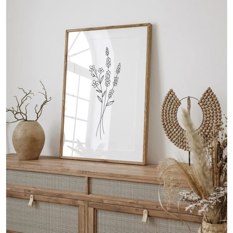 Minimalist Line Art Flower Bouquet Botanical Poster Black and White Wildflower Canvas Painting Wall Art Living Room Home Decor - Image 4