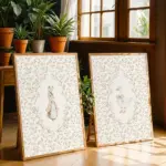 2pcs Frameless Cute Rabbit and Silly Goose Nursery Poster,Farmhouse Pollen Red Canvas Art,Living Room Decor,Whimsical Design