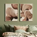2pcs Frameless,Brown Abstract Line Art Prints,Simple Wall Art,Modern Home Art,Bohemian Gallery Decor,Neutral Decorative Posters