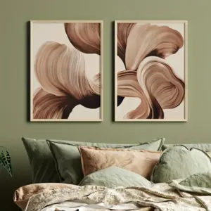 2pcs Frameless,Brown Abstract Line Art Prints,Simple Wall Art,Modern Home Art,Bohemian Gallery Decor,Neutral Decorative Posters