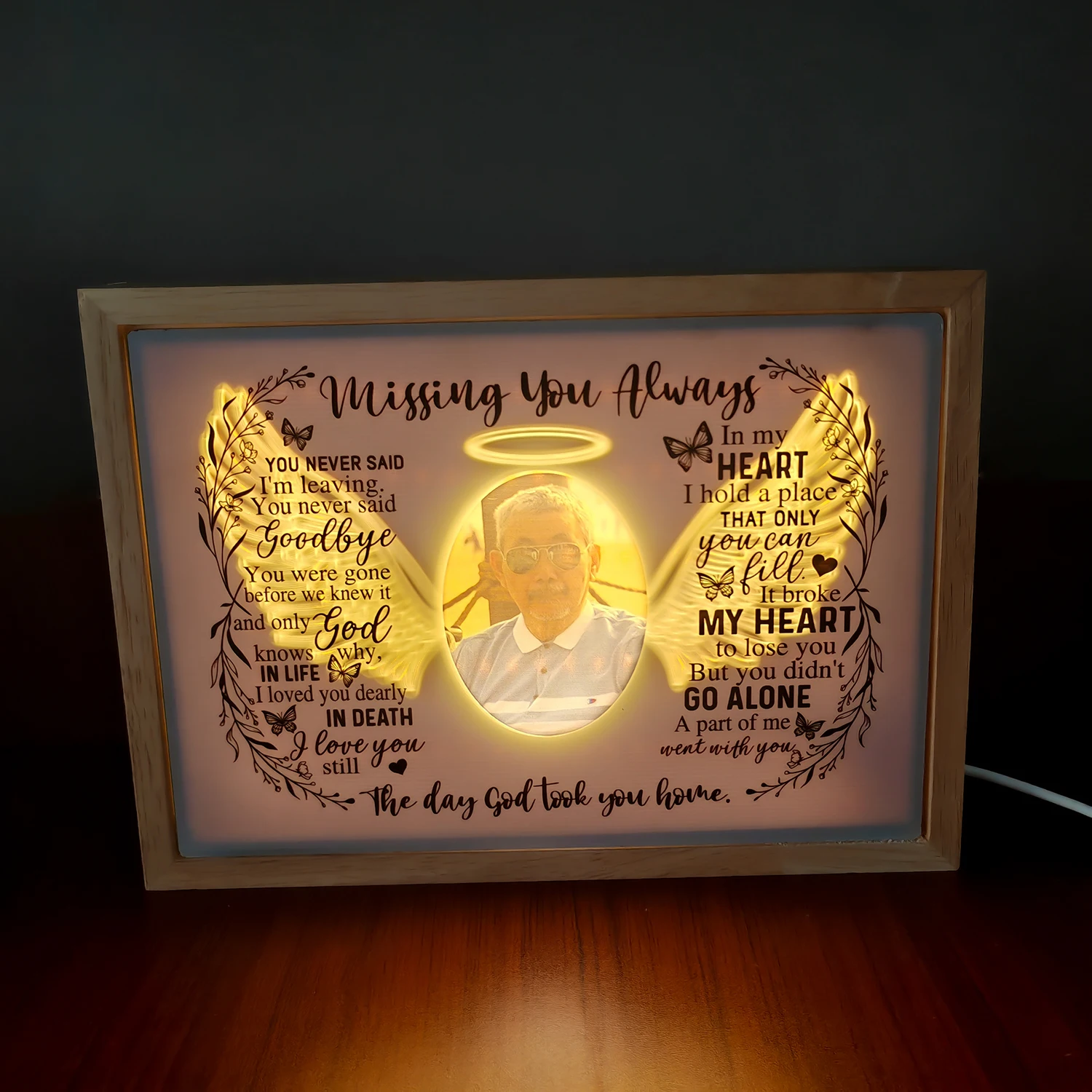 Personalized In Memory of Loved Lamp with Custom Photo Night Light Up Picture Frames as a Unique Memorial Family Friends Gift - Image 3