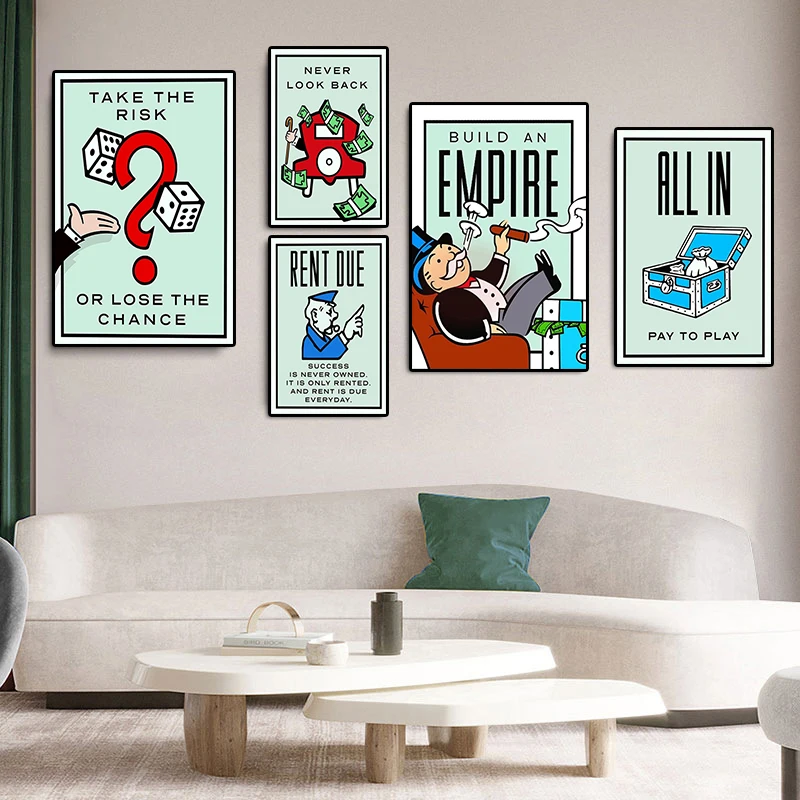 Monopoly Millionaire Money Canvas Poster Print Inspirational Quote Canvas Painting Wall Art Pictures for Living Room Home Decor - Image 3