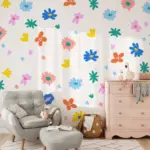Boho Meadow Floral Wall Stickers Colorful Flower Botanical Wall Decals Playroom Bedroom Living Room Home Decor